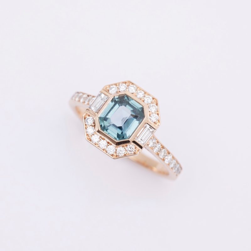 bague saphir vert or rose