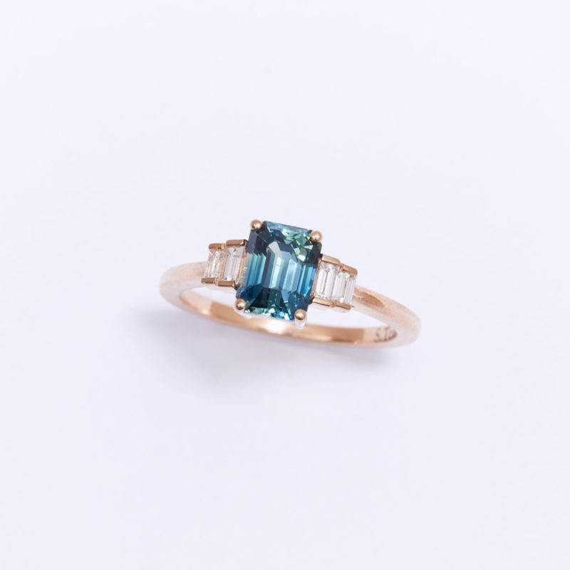 bague saphir teal art deco