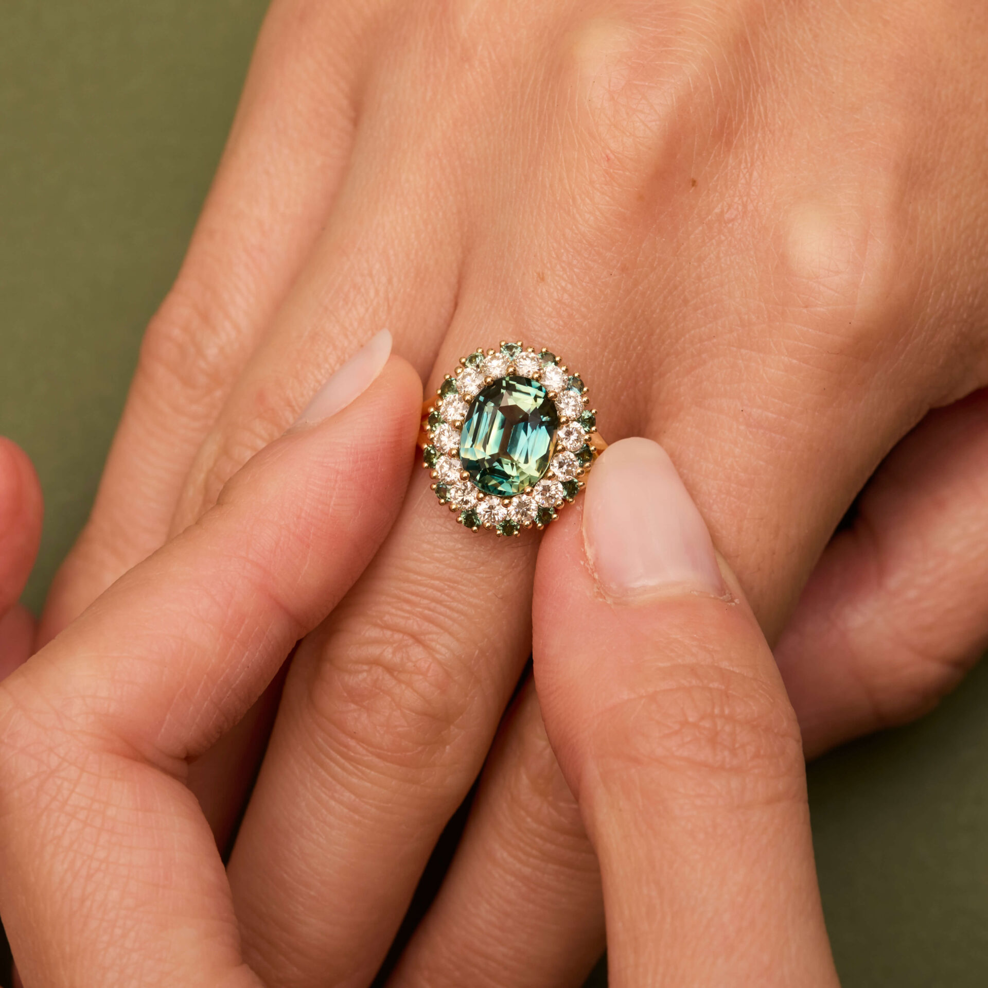 Bague marguerite Saphir Teal