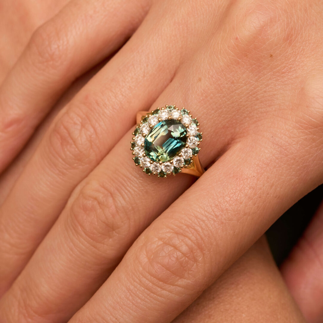 Bague marguerite Saphir Teal