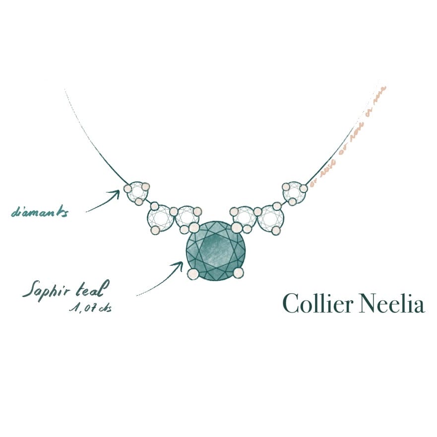 Collier Neelia - Saphir Teal 1.07 carats