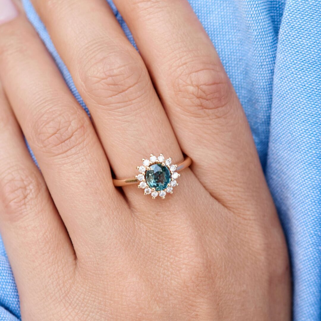 Bague marguerite Saphir Teal