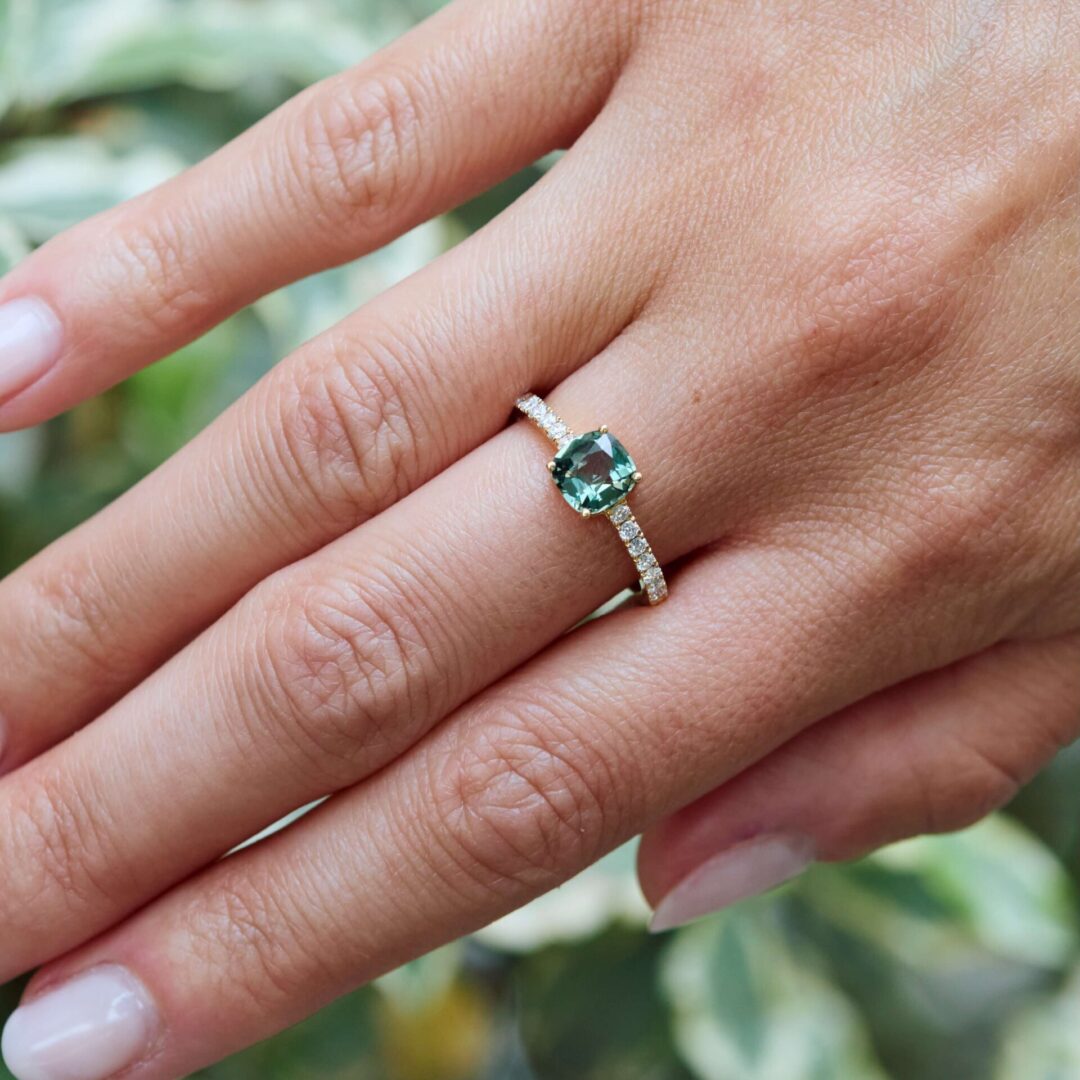 Bague solitaire saphir Teal