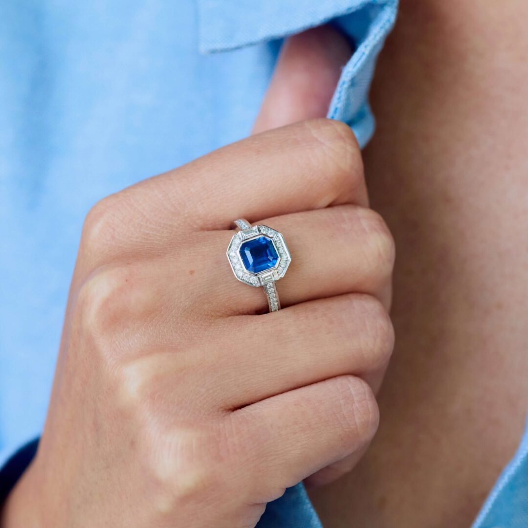 Bague Art déco Saphir bleu