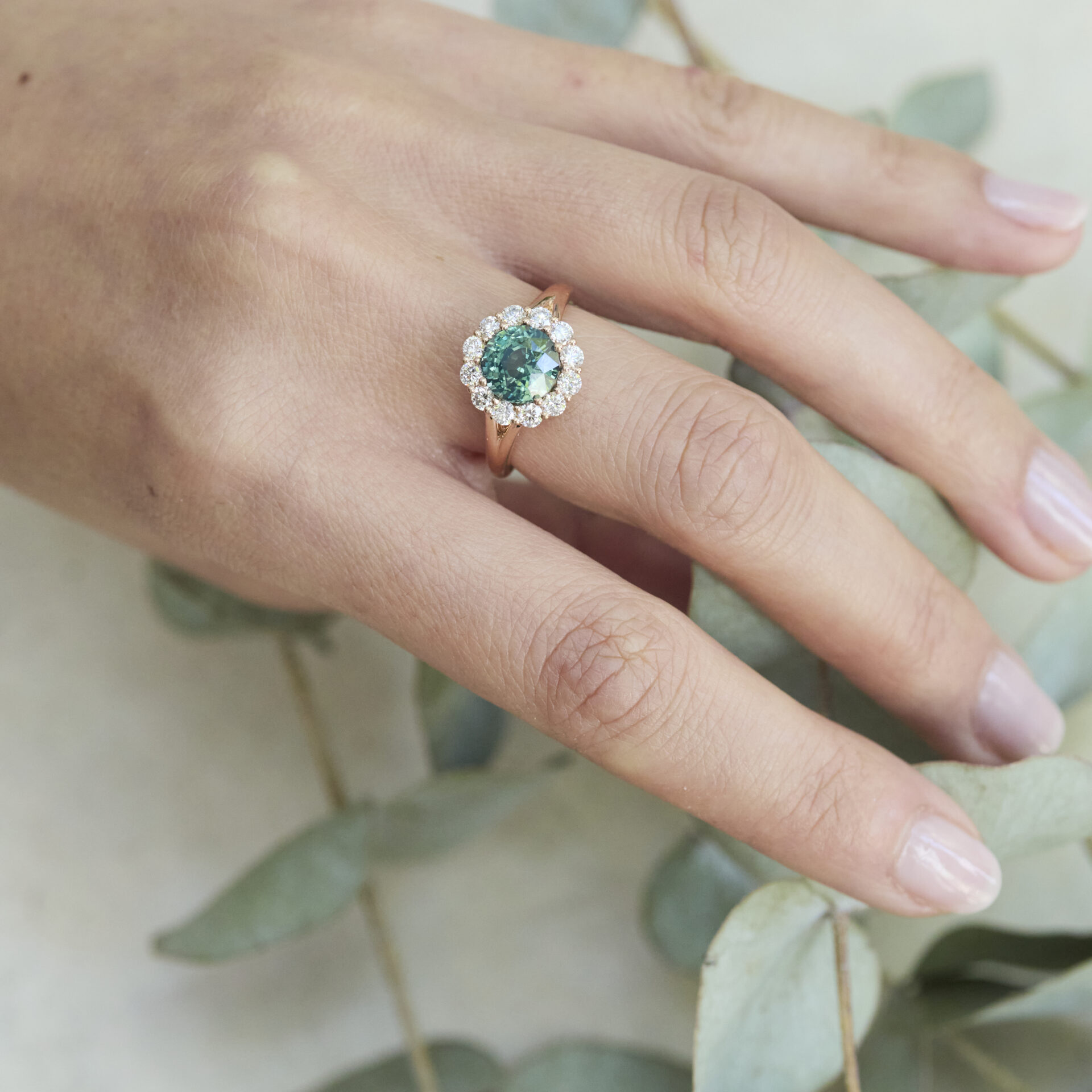 Bague pompadour Saphir Teal Bague Saphir Vert