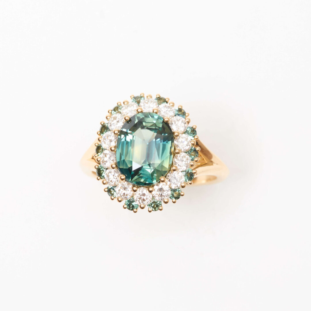 Bague marguerite Saphir Teal