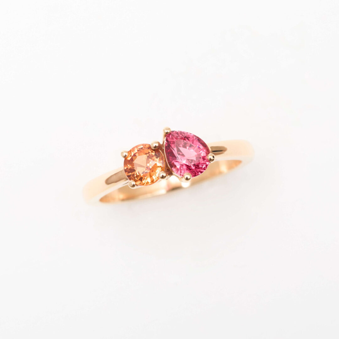 Bague Toi & Moi Saphir orange et spinelle Mahenge