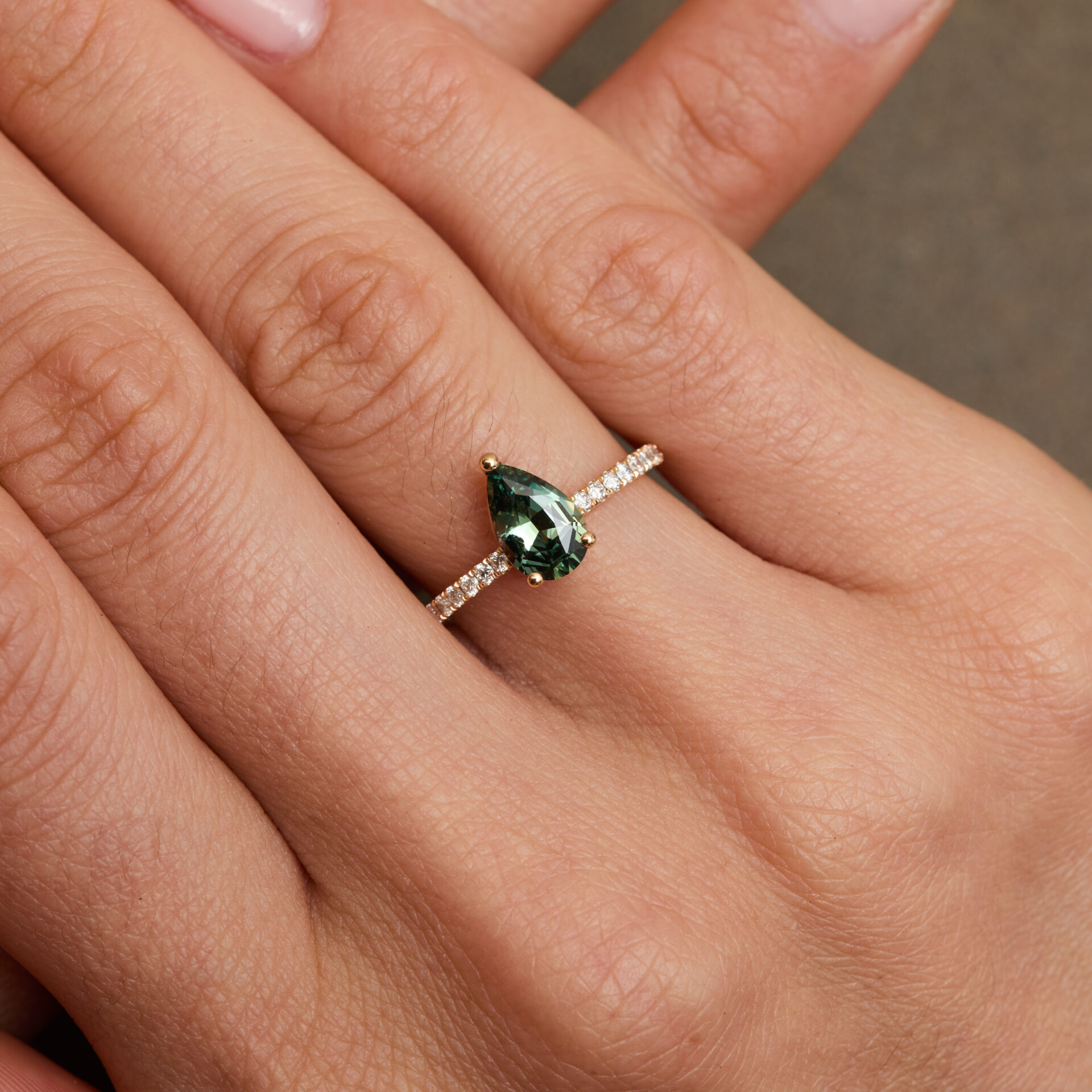 Bague Solitaire Saphir Teal
