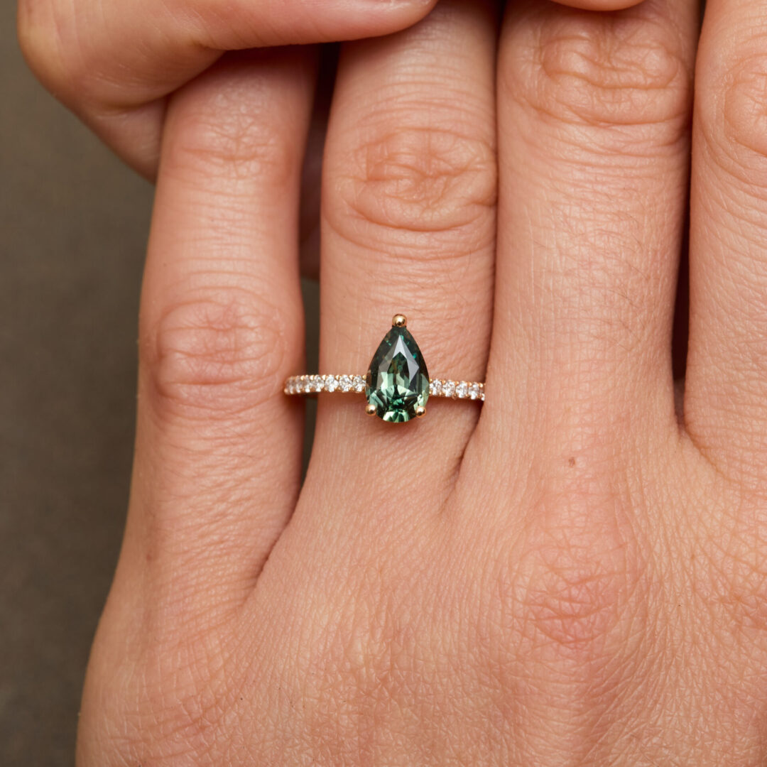 Bague Solitaire Saphir Teal