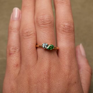 Toi et Moi - Tsavorite et Saphir Vert