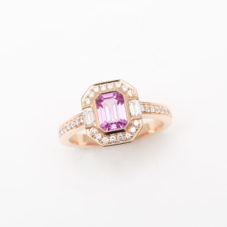 Bague Jaffna Art déco - Saphir Rose 1.32 carats