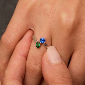 Toi et Moi - Saphir Vivid Blue et Tsavorite