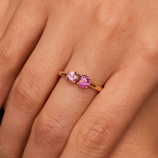 Toi et Moi - Saphir Rose Pastel et Intense