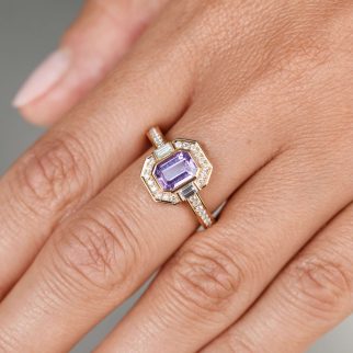 Bague Jaffna Art déco - Saphir Rose 1.29 carats