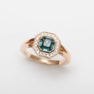 Bague Jaffna Art Déco - Saphir Teal 1.11 carats