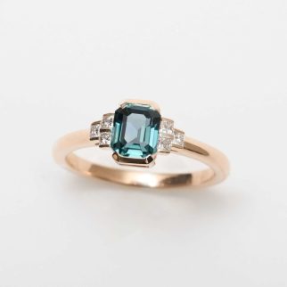 Bague Althea Art Déco - Saphir Teal 1.07 carats