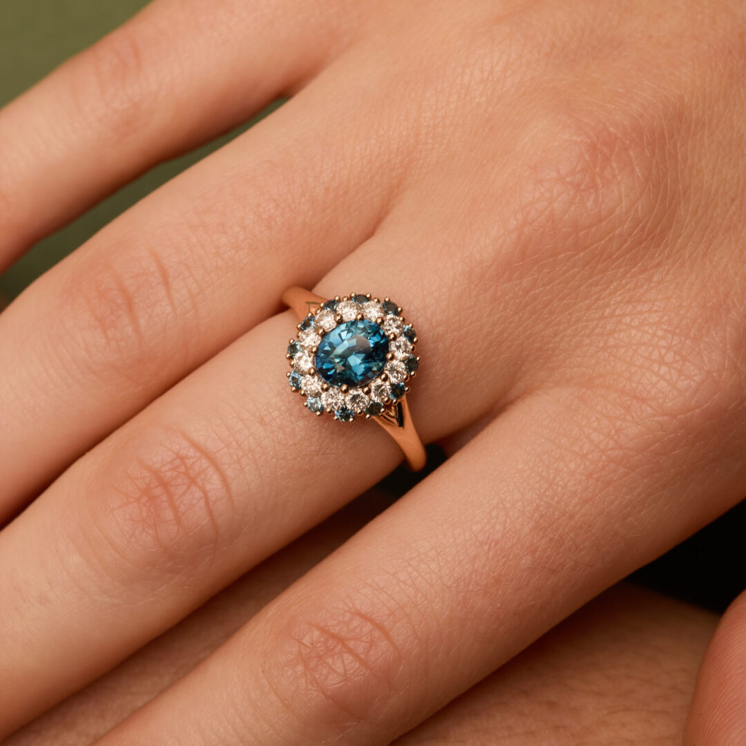 Bague marguerite Saphir Teal
