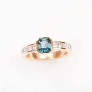 Bague Trinco Art Déco - Saphir Teal 1.10 carats