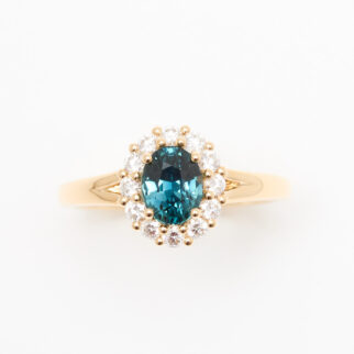Bague pompadour Saphir Teal