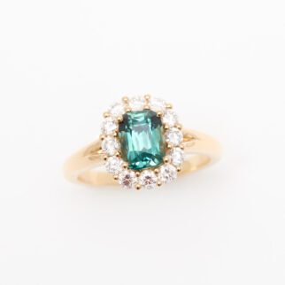 Bague pompadour saphir teal