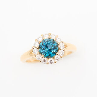 Bague pompadour saphir teal