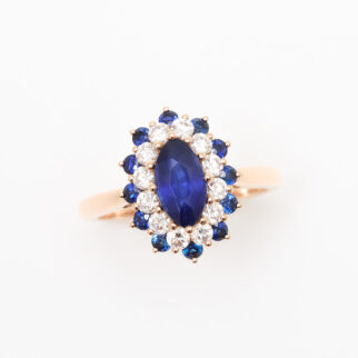 Bague Marguerite saphir Bleu