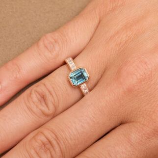 Bague Trinco Art Déco - Saphir Teal 2.62 carats