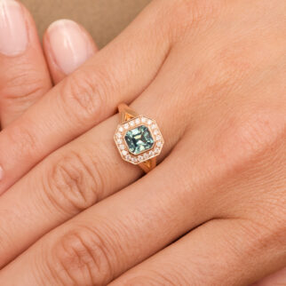 Bague Jaffna Art Déco - Saphir Teal 2.08 carats