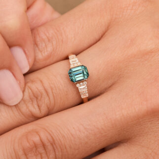 Bague Esmeralda Art Déco - Saphir Teal 1.71 carats