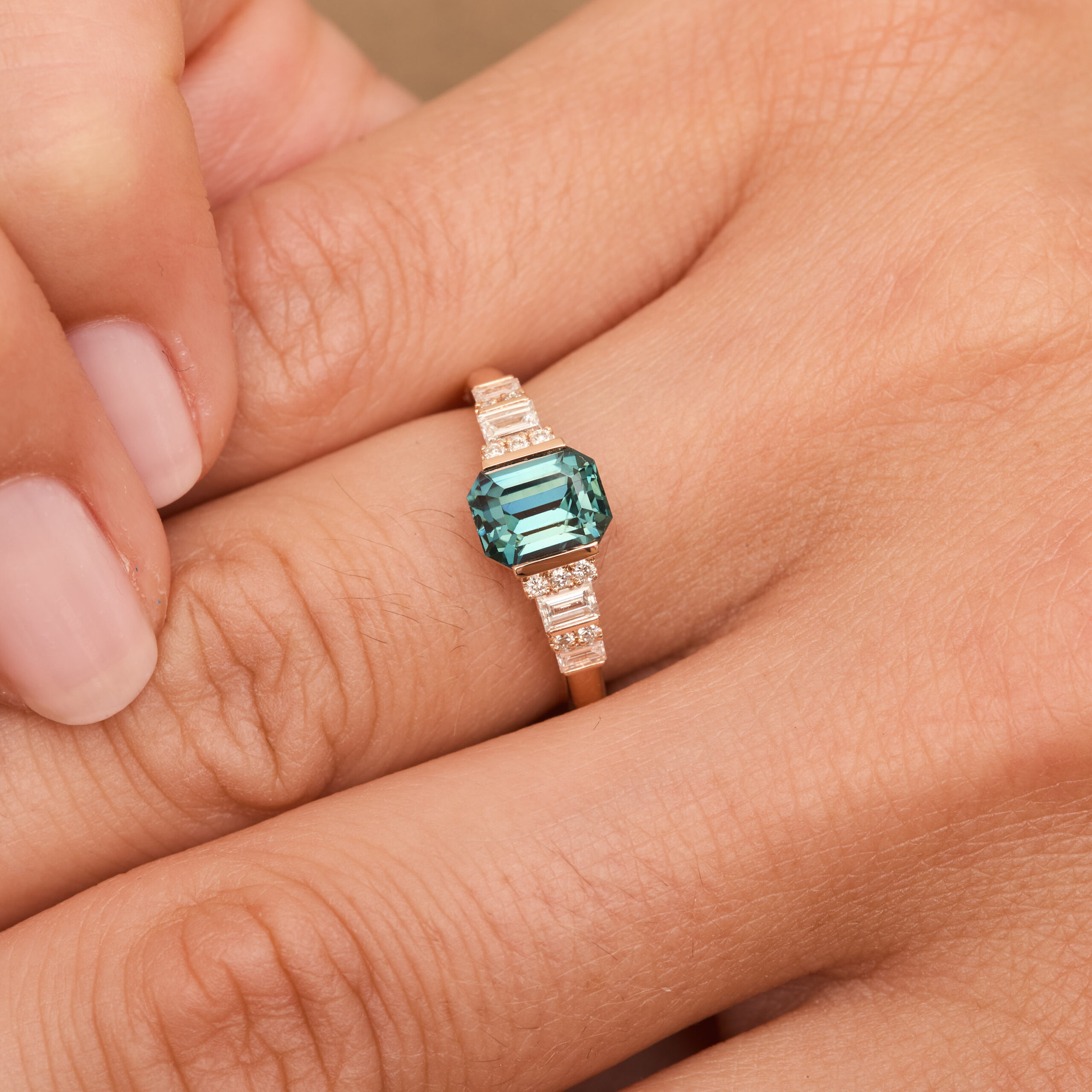 bague art deco saphir teal