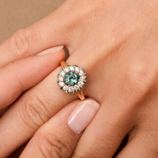 bague marguerite saphir teal