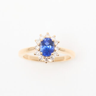 Bague marguerite Saphir Bleu