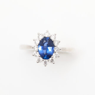 Bague marguerite Saphir Bleu