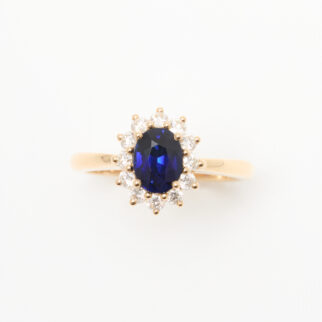 Bague marguerite Saphir Bleu